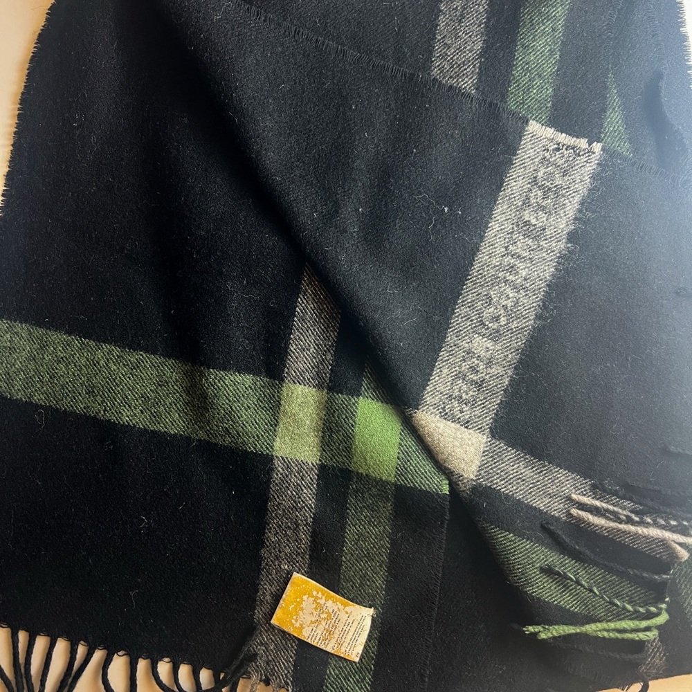 Hugo Boss Black and Green Plaid Scarf